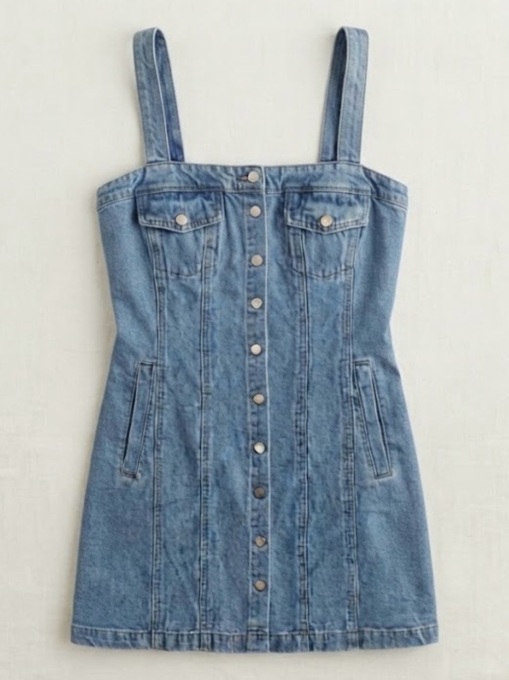 BDG Light Blue Denim Button-Front Mini Dress